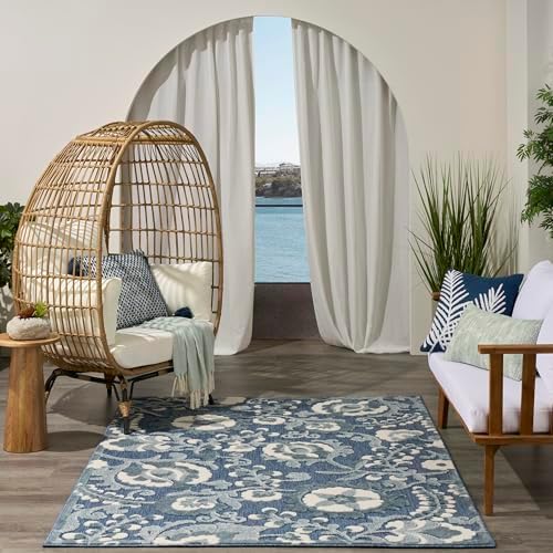 Nourison Home Aloha Blue 5'3" x 7'5" Area Rug - Easy Clean, Non Shedding, Bed Room, Living Room, Dining Room, Kitchen (5' x 8') - Image 4