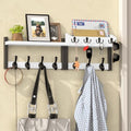 29'' White Coat Rack Wall Mount with Shelf, Solid Wood Coat and Key Hanger with 11 Metal Hooks, Farmhouse Wall Organizer for Mail, Entryway Wall Hangers for Hats, Clothes, Backpacks, Mudroom by Unknown