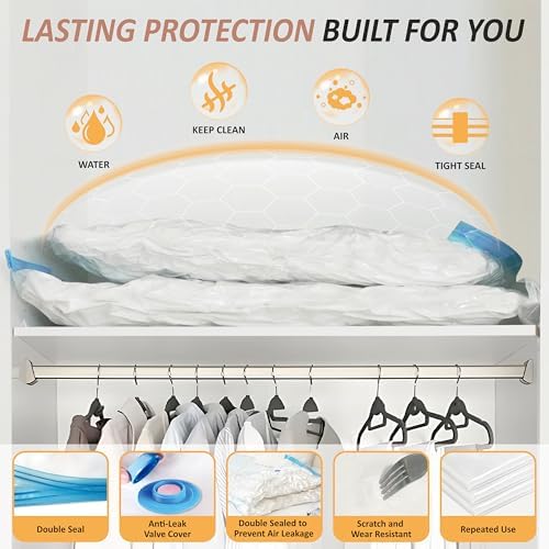 8 XXL Jumbo Vacuum Storage Bags for Bedding, Space Saver with Hand Pump - Image 4