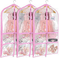 Univivi 40 Inch Dance Costume Garment Bags for Dancers, Clear Pink, 3 Pack by Univivi