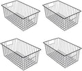 16inch Freezer Wire Storage Organizer Baskets, Refrigerator Metal Bins with Handles for Kitchen, Pantry, Cabinet, Closets - Set of 4 (Black 4) by lonpute