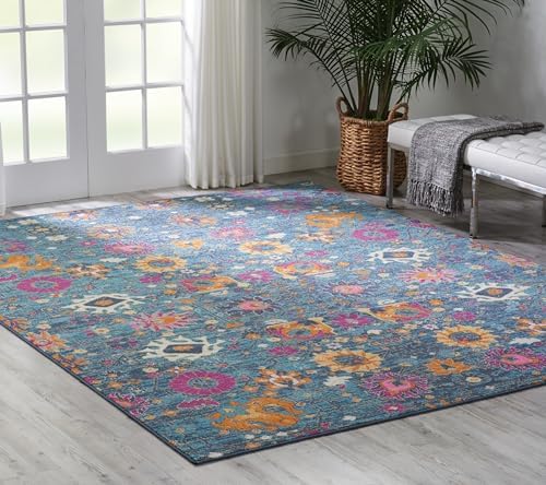Nourison Home Passion Denim 6'7" x 9'6" Area -Rug, Boho, Moroccan, Bed Room, Living Room, Dining Room, Kitchen, Easy -Cleaning, Non Shedding, (7' x 10') - Image 6