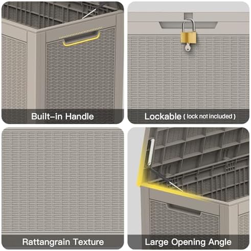 Mars Villa Deck Box, Outdoor Storage Box Waterproof, 100 Gallon, Grey - Image 6