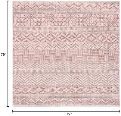 SAFAVIEH Washable Rug Outdoor Courtyard Collection - 6'7" Square, Beige & Rust, Non-Shedding & Easy Cleaning, Ideal for Patio, Backyard, Mudroom (CY8196-36512) - Image 6