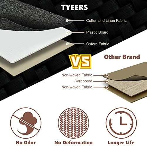 TYEERS Extra Large Collapsible Storage Bins with Lids and Compartments, Washable, Fabric Storage Boxes, 21.7x13x11.8 inches, 2 Pack, Black - Image 4