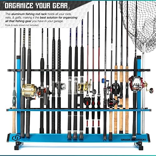 Savior Equipment Fishing Rod Rack Holder Organizer, 24-48 Slots to Hold Fresh Salt Water Spinning Rods & Reel Combo, Lightweight Aluminum Vertical Fish Pole Garage Storage Ground Display Stand - Image 2