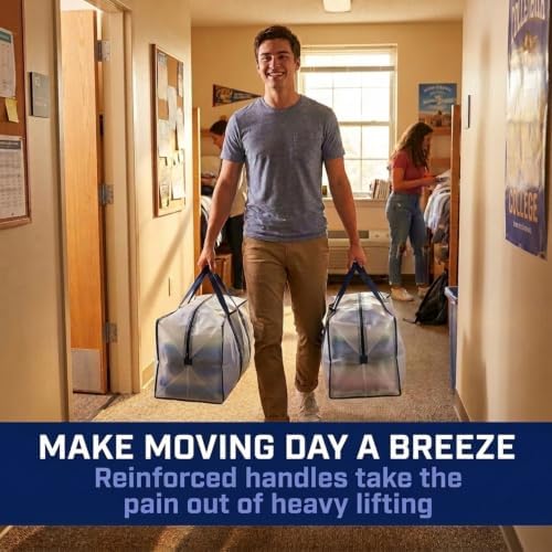 PACKING BAGS 8-Pack XL Moving Bags with Strong Handles & Zippers, Clear - Image 2