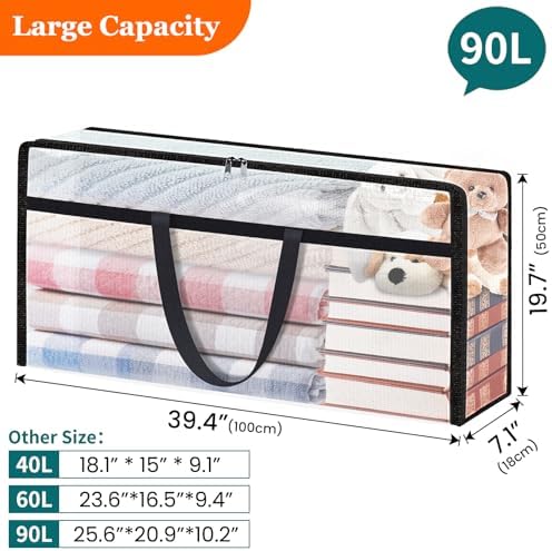 TasticTotes 8 Pack Clear Storage Bags for Comforter, 90L Long - Image 2