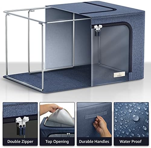 Sorbus Clothing Storage Bins with Clear Window, Metal Frame (6 Pack, Blue) - Image 5