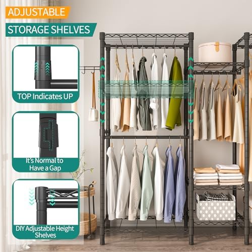Heavy Duty Garment Rack, Portable Wardrobe Clothes Rack - Image 2