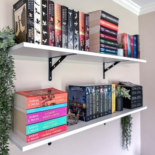 Kaboon 36 inch Long 10 inch Deep Floating Shelves for Wall Set of 2, Large Open Shelves Wall Mounted, Space Saving Home and Commercial Use, White - Image 2
