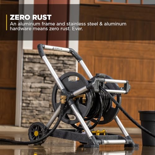 Gorilla Mobile Aluminum Garden Hose Reel, 225 Ft, Zero-Rust, No-Leak Brass - Image 5