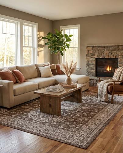 Rugs.com - Outdoor Aztec Rug – 9' x 12' Brown Indoor/Outdoor Rug – Washable, Stain-Resistant, for Patios, Decks, and Porches - Image 4
