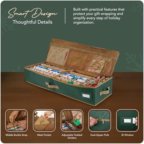 Covermates Gift Wrap Storage Organizer, 38" W x 13" D x 6.5" H, Green - Image 4