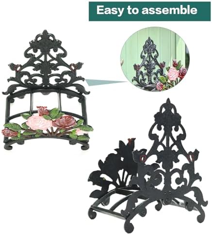 Sungmor Cast Iron Wall Mounted Garden Hose Holder - Hand-Painted Peony Rack - Image 3