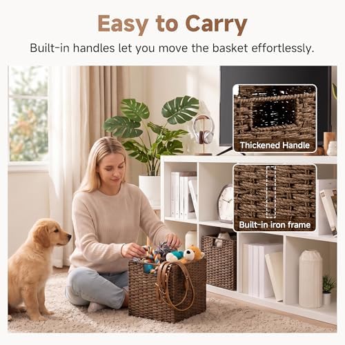StorageWorks 11 inch Cube Storage Bins, Wicker Storage Cubes 11x11x11,Brown - Image 4