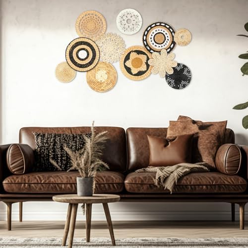 Tatuo 11 Pcs Boho Wall Basket Decor Woven Wall Hanging Art, Retro - Image 2
