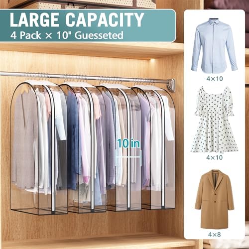 Liuoud 4 Pack 40”Garment Bags + 4 Pack 50” Garment Bags For Hanging Clothes All Clear For Opening Clothes Closet, Plastic Clothes Storge Bags, Clothes Cover - Image 2
