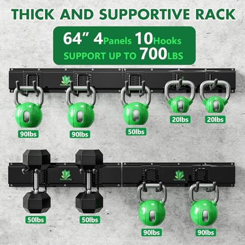 64" Garage Tool Organizer Wall Mount - 720lbs Garden Tool Organizer with Adjustable Hooks, Heavy Duty Metal Garage Storage Rack - Image 3