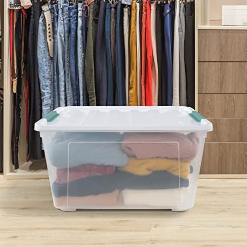 80 L Extra Large Plastic Storage Box, Clear Large Plastic Storage Bins with Wheels, 4-Pack - Image 3