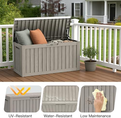 Mars Villa Deck Box, Outdoor Storage Box Waterproof, 80 Gallon, Grey - Image 4