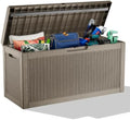 Vixzen 60 Gallon Outdoor Deck Box, Lockable Resin Waterproof Storage Box, UV Resistant, Weather Resistance, Outside Storage Bin for Gardening Tools, Pool Supplies (Grey, 60 Gallon) by Vixzen