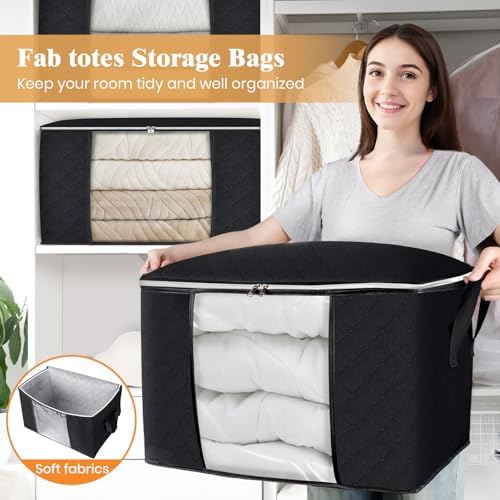 Fab totes 90L Clothes Storage, Foldable Thick Fabric Blanket Storage Bags - Image 5