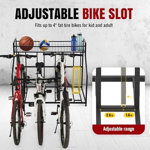 HEALTH LINE PRODUCT 4 Bike Stand, Indoor Bike Storage, Bicycle Rack for Garage - Metal Stability Floor Bicycle Station for Parking Mountain/Road/Hybrid/Fat Tire & Scooters Bike Rack for Garage - Image 3