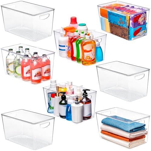 theaoo XLarge Clear Storage Bins with Lids, Stackable Containers, 8 Pack by theaoo