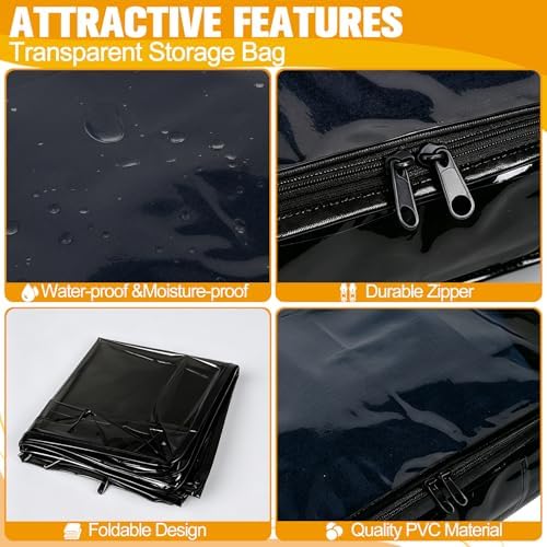 Plastic Storage Bags with Easy-Glide Zipper, Pack of 8, Durable Clear Vinyl Zippered Storage Bags for Clothes Sweaters Comforters Blankets Sheets Bedding (12 x 12 x 3.9 Inch, Transparent Black) - Image 4