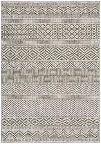 SAFAVIEH Washable Rug Outdoor Courtyard Collection - 4' x 5'7", Grey & Olive Green, Non-Shedding & Easy Cleaning, Ideal for Patio, Backyard, Mudroom (CY8196-37912) - Image 2
