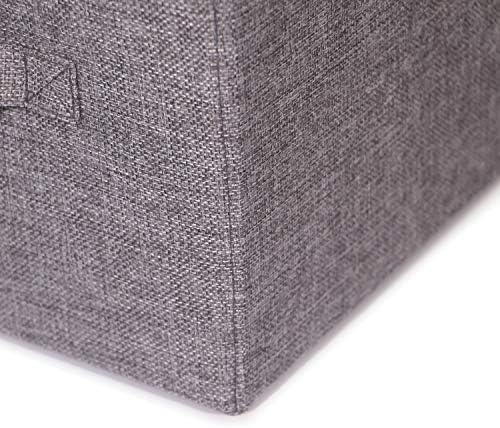 TENABORT Set of 5 Closet Organizer Bins with Handle, Fabric Foldable Storage Baskets Cloth Box Containers for Shelves Home Office Clothes Clothing, Gray, Jumbo - Image 6