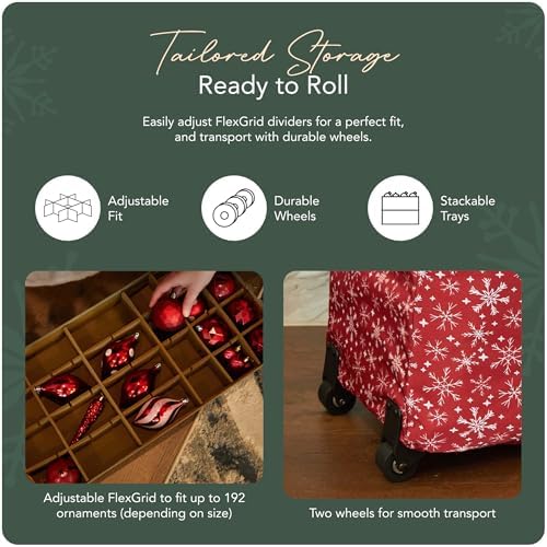 Covermates Rolling Adjustable Ornament Storage Bag, 25.5"W x 13"D x 18.5"H - Image 5