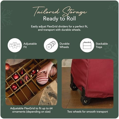 Covermates Rolling Adjustable Ornament Storage Bag, 25.5"W x 13"D x 12.5"H - Image 5