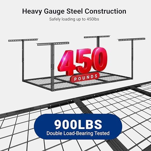 FLEXIMOUNTS 3x6 Overhead Garage Ceiling Storage Rack Adjustable, Hammertone - Image 2