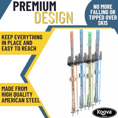 Koova Heavy Duty Steel 32" Ski Rack for Garage Wall Storage - Image 2
