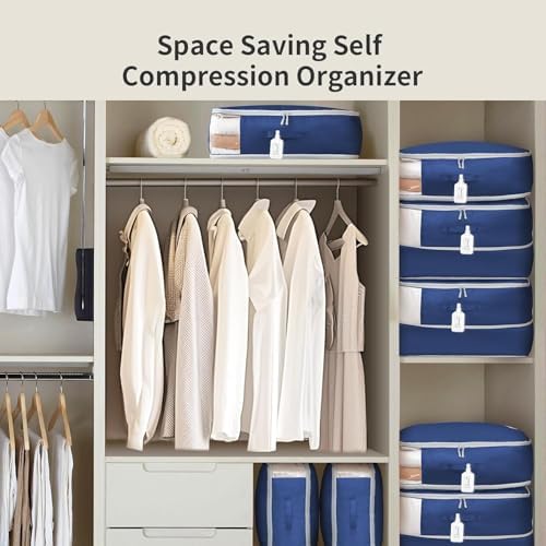 DIMJ Comforter Storage Bag - 110L Ultra Space Saving Self Compression Organize 6 Pack for Duvet, Pillow, Bedding, Blanket Storage Organizer Nylon Compression Bags - Image 6