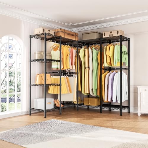 Golpart Heavy Duty Clothes Rack Metal Wardrobe with Adjustable Wire Shelves - Image 2