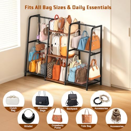 Extra Wide Purse Organizer Rack for Closet, 3-Tier Handbag Storage Stand - Image 4