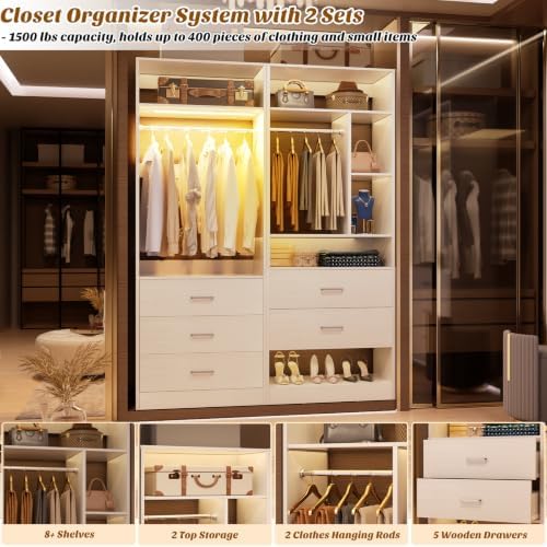 Besiost Closet Systems with 5 Drawers & 3CCT Sensor Light - Image 3