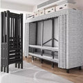 FPIGSHS Portable Wardrobe Closet Rack,1100lbs,Heavy-Duty Foldable Garment Rack With Cover，Freestanding Clothes Organizer System,enclosed Curtain Armoires For Hanging Clothes For Bedroom (150cm/59in) by FPIGSHS