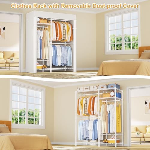 ULIFHOME F7C Medium Clothes Rack with Cover, 6-Tier Covered Clothing Rack - Image 6