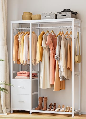 Lulive Clothes Rack with 2 Rods, Shelves, Drawers & Hooks, Garment Rack by Lulive
