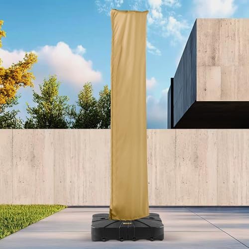 Deconk Patio Cantilever Umbrella Cover Outdoor Offset umbrellas Covers with Zipper and Rod UV Resistant Waterproof for Pool Deck Garden, Khaki by Deconk