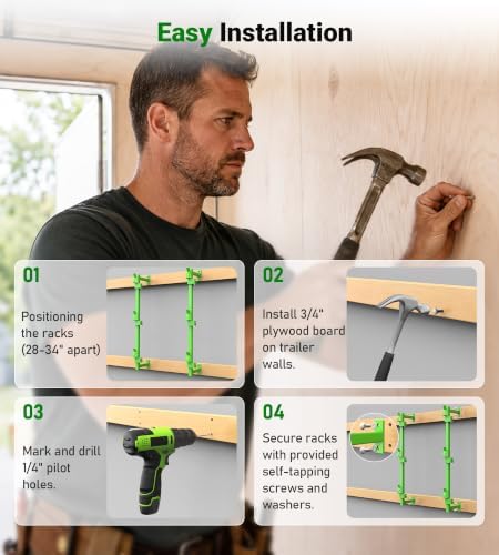 ELITEWILL Weedeater Rack for Enclosed Trailer Weed Eater Trimmer Rack for Trailer Landscape Truck Holder Lawn Equipment Accessories Green - Image 4