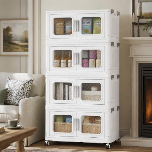 BROVIEW 240 Qt Extra Large Stackable Storage Bin with Lids, 4 Pack White by BROVIEW-EnjoytheArtofLife