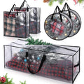Simgoing 5 Pack Christmas Storage Bags, 9 Ft Christmas Tree Large Bag, 24" Wreath Containers and 25" Garland Packing Tote Moving Bags with Handle Zipper for Artificial Xmas Tree Wreath Garland by Simgoing