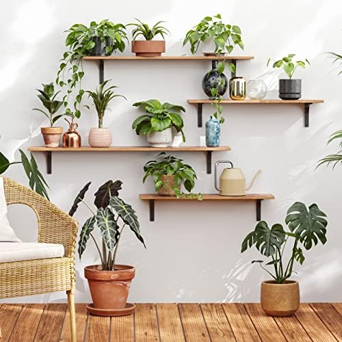 DINZI LVJ Long Wall Shelves, 55.1Inch Wooden Wall Mounted Shelves, Set of 2 - Image 2