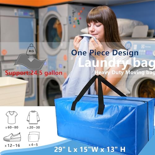 Heavy Duty Extra Large Blue Moving Bags with Strong Zipper Backpack Handles - Image 4