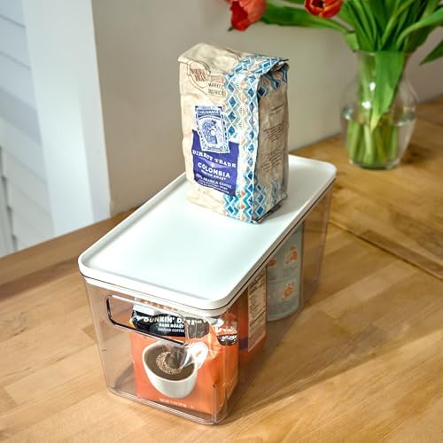 iDesign Plastic Pantry Bin with Lid and Handles, Clear/Marshmallow White - Image 7